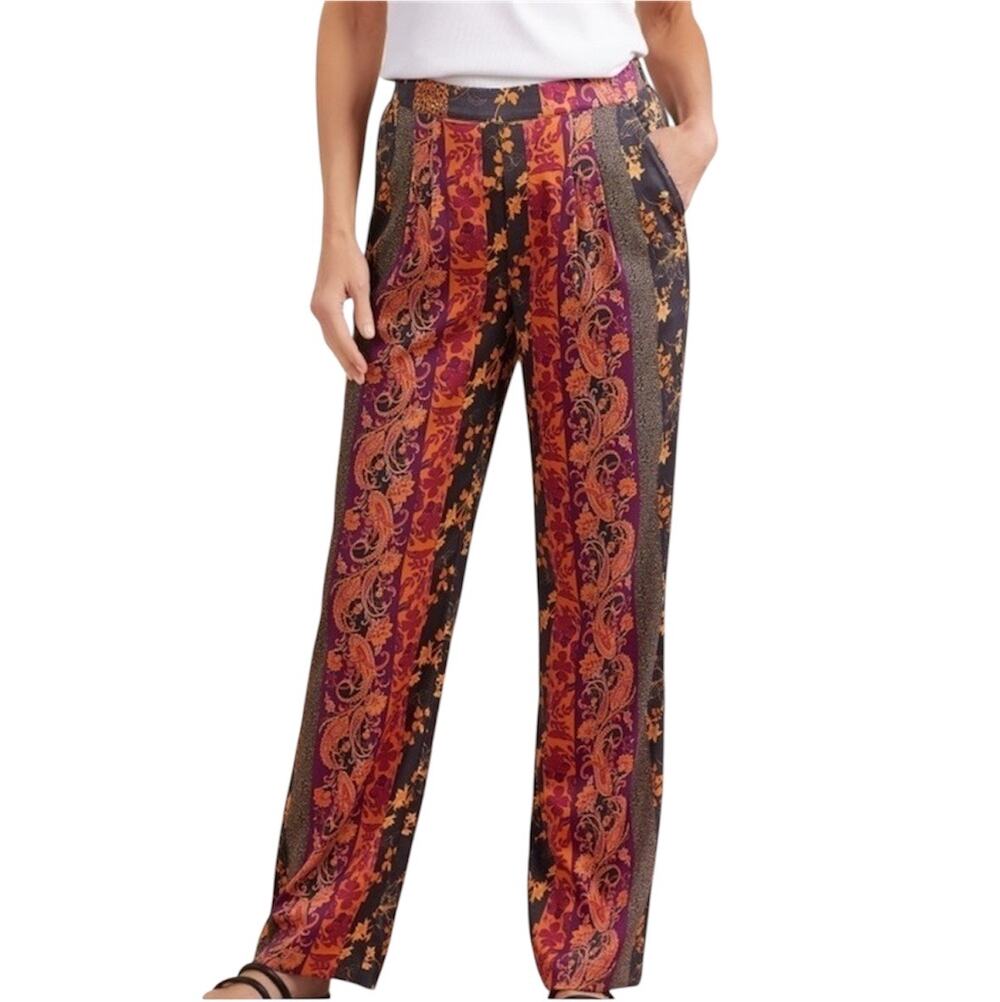 Soft Surroundings Curio Wide Leg Full Length Floral Print Pants Women’s Medium